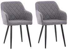#R131651/3010 2x Esszimmerstuhl Shila Stoff grau Stuhl Küchenstuhl Polsterstuhl