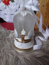 WEIHNACHTS  GLOCKE GLAS WEIß  BEMAHLT
