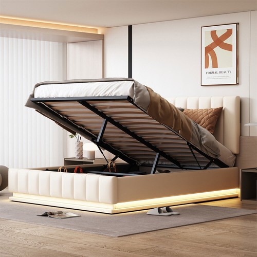 Led kunstlederbett doppelbett - led,