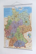 XL Postleitzahlenkarte Deutschland mit Metallleisten und Laminierung 100 x140 cm