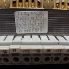 Siemens 3UI75 833 48434 , 250VA 400V 0,42A 19V 7,6A Transformator, Trafo