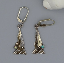 Modernist: Tolle Ohrringe 925 Silber mit kleinen Steinen - Vintage Ohrhänger