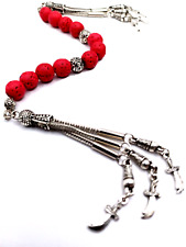 Zaza Tesbih Zülfikar Püsküllü Lav Taşı Tespih, Misbaha, Naturstein Gebetskette