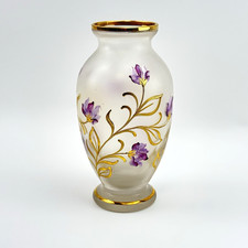 Vintage Glasvase Gold Floral