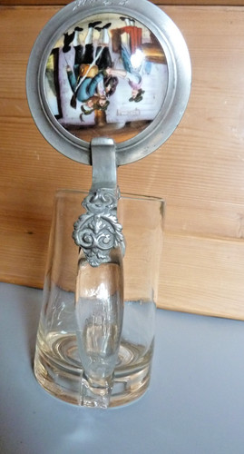 Glaskrug alt zinndeckel - alt,