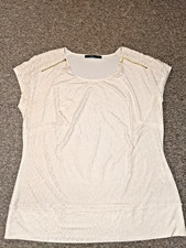 Kurzarmbluse mit Animalprint in weiß/creme/gold Größe 44 von Cosima by No1