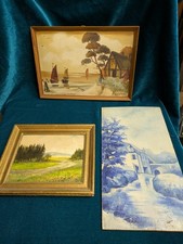3 alte Ölbilder, auf Karton