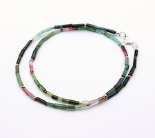 Turmalin Kette Edelstein mehrfarbige Rohr from 925 Silber edel Collier ca. 47 cm