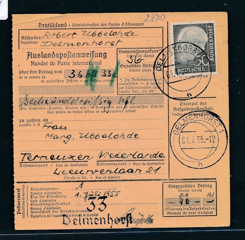 114134 auslandspostanweisung - 114134),