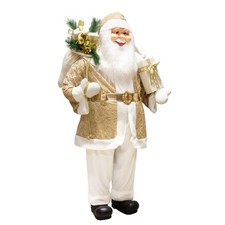 Weihnachtsmann 180cm Santa Creme Gold Figur lebensgroß Nikolaus Weihnachtsdeko