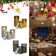 3er Set LED Kerzen Flammenlose Stumpenkerzen mit Fernbedienung & Timer Funktion