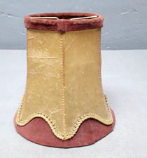 Lampenschirm Schweineblaseimitation Bordüre Braun 6eckig Paga denform C 820