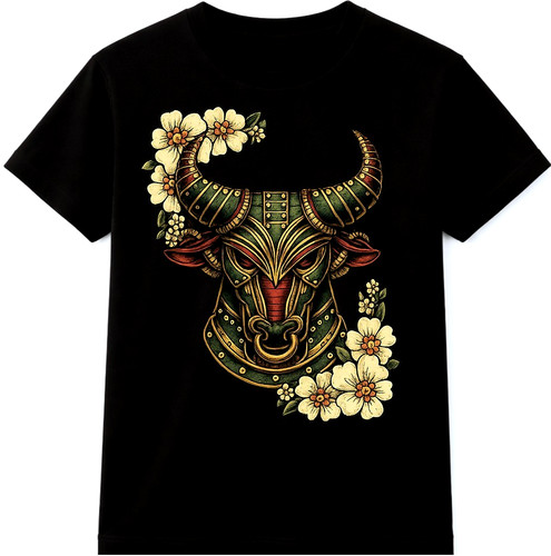Bull head floral shirt - head,
