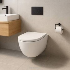 Erhöhtes spülrandloses Wand WC +5cm mit Tornado-Spülung & WC-Sitz Hänge Toilette