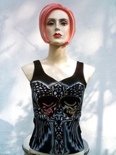 GOTHIC CROSS SKULL Rockabilly Punk Rock Emo Tattoo Airbrush Tank Top Shirt L 40