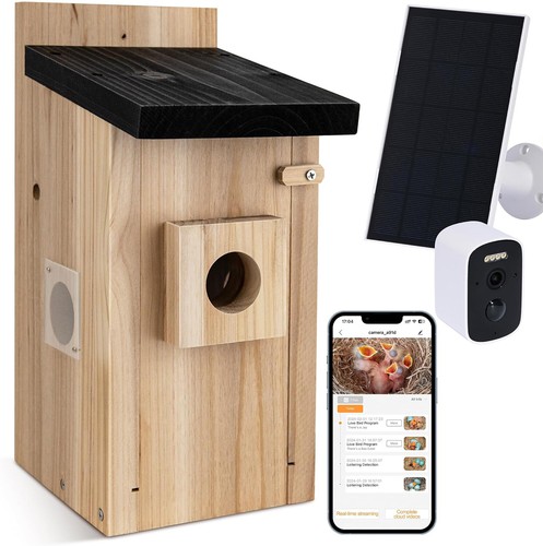 Vogelhaus mit kamera aus holz - mit,