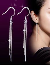 Damen Ohrringe lang hängend 925 Silber XL Ohrhänger Ohrschmuck Quaste Creolen