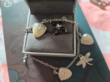 Charm Armband Früchte Libelle Silber Edelsteine Geschenk Neuwertig!