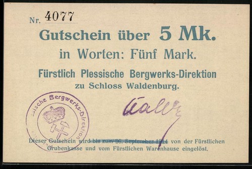 Notgeld waldenburg mark - 5,