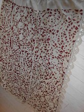 antiker Jugendstil Vorhang Leinen, antiker Richelieu Leinen Vorhang, altes Leine