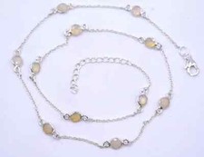 4.70 GM 925 Solid Sterling Silber Natürlich Opal Schliff Stein Halskette 20.25 "