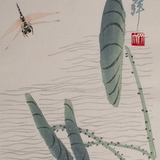 Qi Baishi Libelle Insekt Original chinesisch Farbholzschnitt Japanpapier 20 Jhd