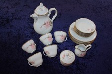 Kaffee Service von Oscar Schaller Bavaria mit Blumendekor & Goldrand 20 tlg.