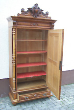 Alter Nussbaum Schrank / Bücherschrank 1 -türig mit Schublade und Vollsäulen