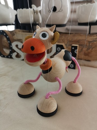 Lustige holz marionette - lustige, kuh