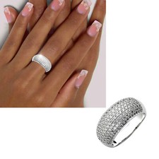 Breiter Damen Ring 925 echt Silber viele Zirkoniasteine große Größen 50-64 neu