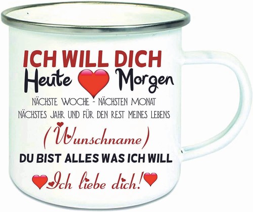 Emaille tasse wunschname - emaille-tasse,