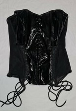 CS139 Damen Burlesque Corsage Gothic Korsett Top schwarz Gr XS