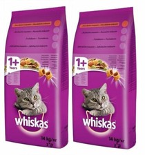 2x14 kg Doppelpack WHISKAS Adult Rindfleisch und Karotte Trockenfutter für Katze