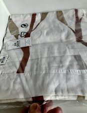 Vorhang 243 x 110 neu, DW-Shop, dünner BW-Stoff gemustgert, vintage Ware beige/