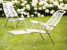 Jan Kurtz SPAGHTETTI Sessel / Liegestuhl in aluminium / weiß 492526