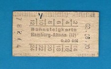 DB Deutsche Bundesbahn Bahnsteig Ticket - Hamburg Altona 0,20 DM - Deutschland 1970
