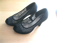 Tolle High Heels Peeptoes schwarz Pumps mit Spitze Sommer Ball Hochzeit