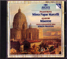 PALESTRINA Mass Papae Marcelli ALLEGRI Miserere NANINO ANERIO CD SIMON PRESTON