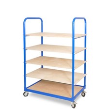 Etagenwagen, 4 Lenkrollen 2 Rollen m. Bremse, 5 Etagen, LxBxH 1050x500x1450 mm