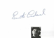Ernesto Cardenal -  - original Autogramm -  - Autogrammkarte