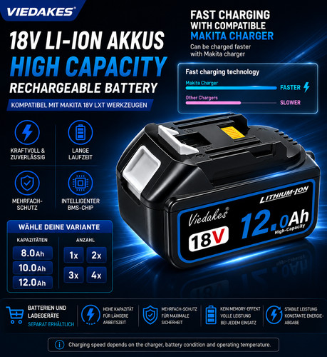 Viedakes 18v 12ah - 12ah, ersatzakku