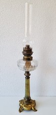 Schöne, antike Petroleumlampe - Bronze Standfuß mit Marmorsäule um 1890