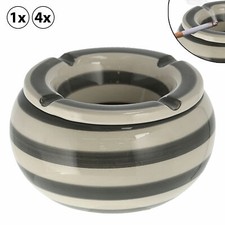 1/4x Sturmaschenbecher grau/weiß Ø13,5x7cm Windaschenbecher Ascher Aschenbecher