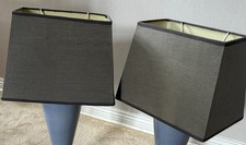 Lichtamik 2x Lampenschirm rechteckig Oberfläche Textil Graublau Höhe 20 cm