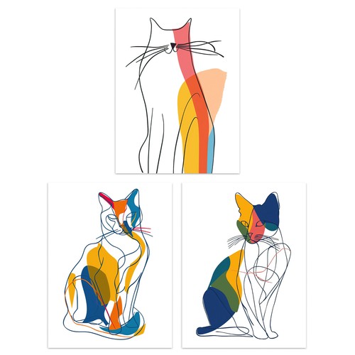 3er set moderne - 3er, bunte