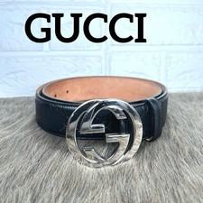 GUCCI Ledergürtel ineinandergreifend schwarz Gg Shima
