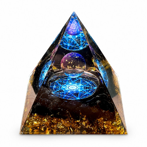 Obsidian orgonit pyramide - orgonit, 5