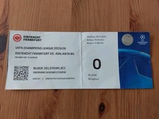 Used Sammler Ticket 2025/26 UEFA CL Eintracht Frankfurt vs Atalanta Bergamo