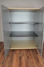 Aktenschrank 3OH, silber mit 2x Flügeltüre, verschließbar, gebrauchte Büromöbel