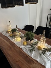 Leinen Tischläufer Weiß 60*300 cm Stoffbahnen Hochzeit